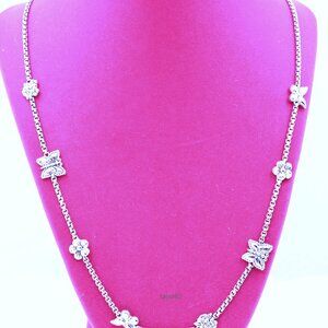 John Hardy JAI Butterfly + Floral Station Sterling Silver Necklace - 24" NIB